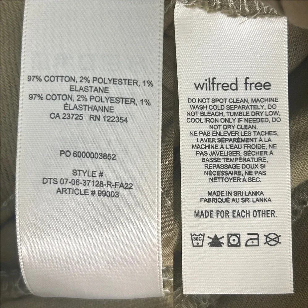 Wilfred Free Aritzia 4 Modern Cargo Pants Taupe Beige High Rise Straight Leg NEW